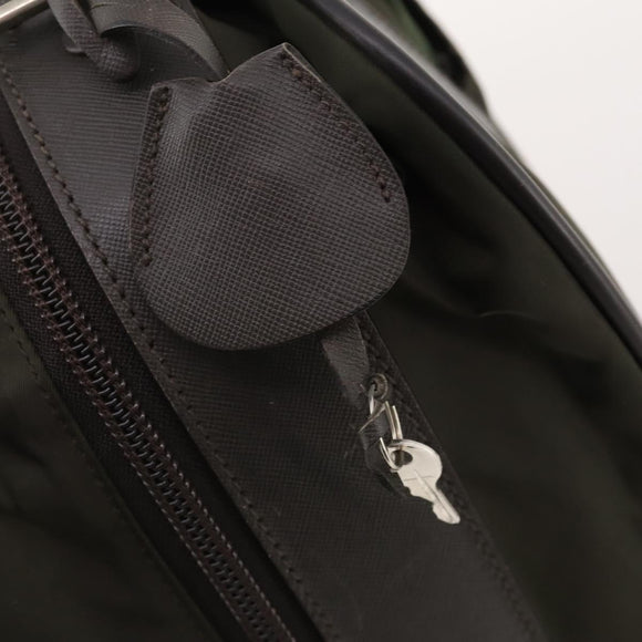 PRADA Business Bag Nylon Khaki Silver Auth ti3654