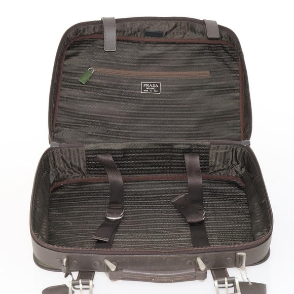 PRADA Business Bag Nylon Khaki Silver Auth ti3654