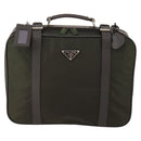 PRADA Business Bag Nylon Khaki Silver Auth ti3654-13