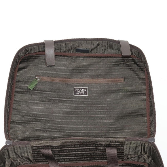 PRADA Business Bag Nylon Khaki Silver Auth ti3654