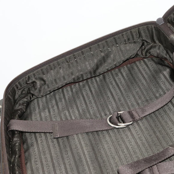 PRADA Business Bag Nylon Khaki Silver Auth ti3654