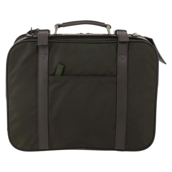 PRADA Business Bag Nylon Khaki Silver Auth ti3654