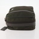 PRADA Business Bag Nylon Khaki Silver Auth ti3654-4