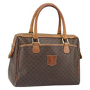 CELINE Macadam Canvas Boston Bag PVC Leather Brown Gold Auth ti3656-1
