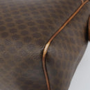 CELINE Macadam Canvas Boston Bag PVC Leather Brown Gold Auth ti3656-16
