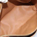 CELINE Macadam Canvas Boston Bag PVC Leather Brown Gold Auth ti3656-10