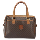 CELINE Macadam Canvas Boston Bag PVC Leather Brown Gold Auth ti3656-13