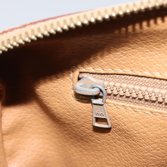 CELINE Macadam Canvas Boston Bag PVC Leather Brown Gold Auth ti3656