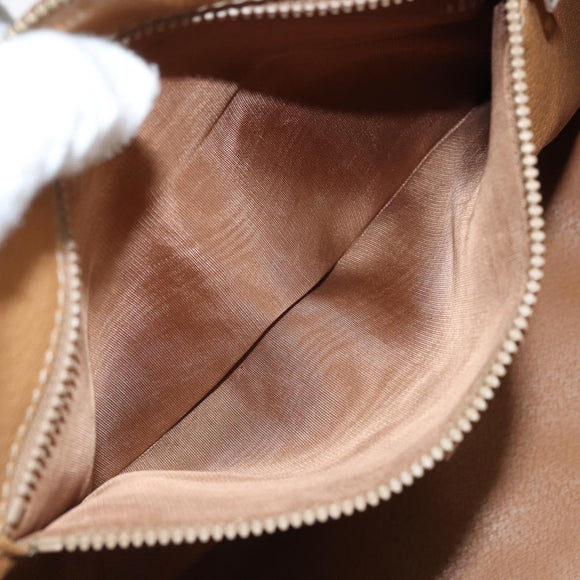 CELINE Macadam Canvas Boston Bag PVC Leather Brown Gold Auth ti3656