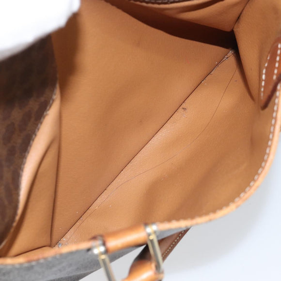 CELINE Macadam Canvas Boston Bag PVC Leather Brown Gold Auth ti3656