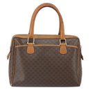 CELINE Macadam Canvas Boston Bag PVC Leather Brown Gold Auth ti3656-2