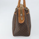 CELINE Macadam Canvas Boston Bag PVC Leather Brown Gold Auth ti3656-3