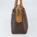CELINE Macadam Canvas Boston Bag PVC Leather Brown Gold Auth ti3656-4