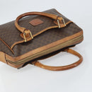 CELINE Macadam Canvas Boston Bag PVC Leather Brown Gold Auth ti3656-6