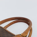 CELINE Macadam Canvas Boston Bag PVC Leather Brown Gold Auth ti3656-8