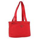PRADA Tote Bag Nylon Red Silver Auth ti3657-1