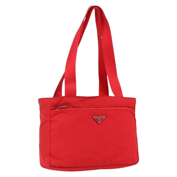 PRADA Tote Bag Nylon Red Silver Auth ti3657