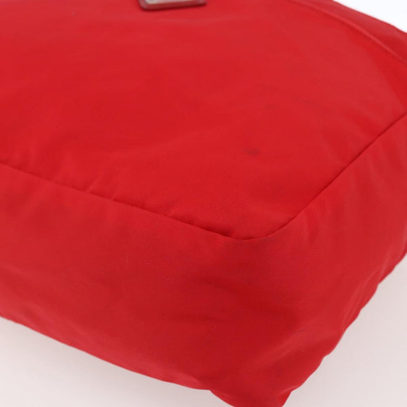 PRADA Tote Bag Nylon Red Silver Auth ti3657