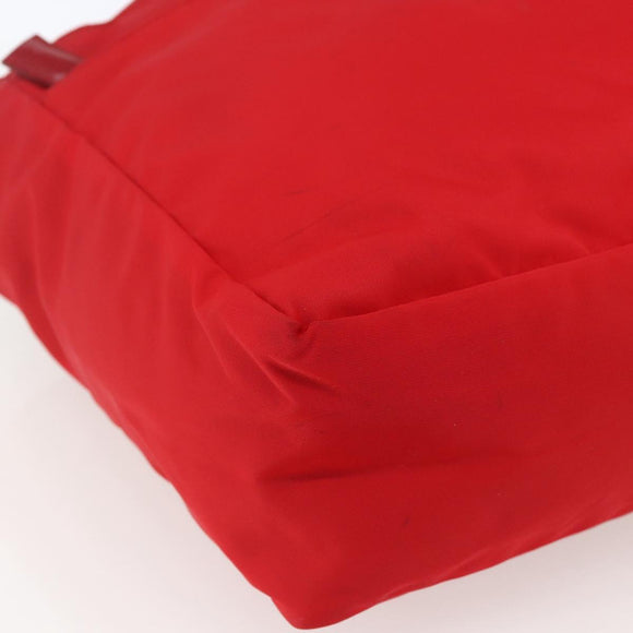 PRADA Tote Bag Nylon Red Silver Auth ti3657