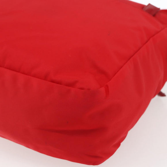 PRADA Tote Bag Nylon Red Silver Auth ti3657