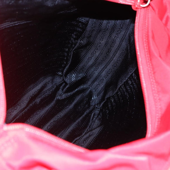 PRADA Tote Bag Nylon Red Silver Auth ti3657