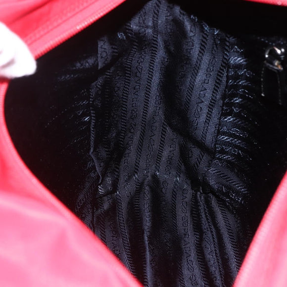 PRADA Tote Bag Nylon Red Silver Auth ti3657