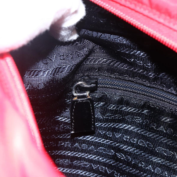 PRADA Tote Bag Nylon Red Silver Auth ti3657