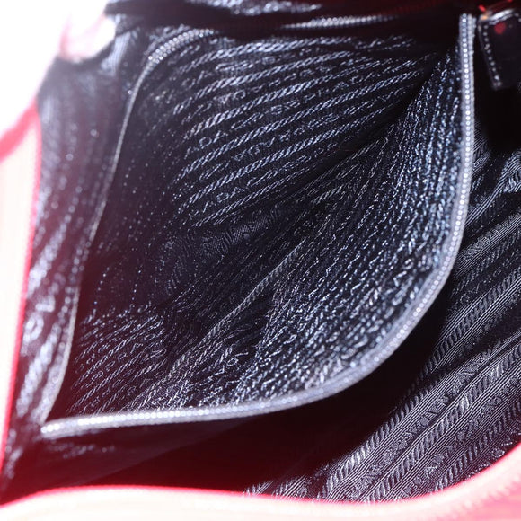 PRADA Tote Bag Nylon Red Silver Auth ti3657