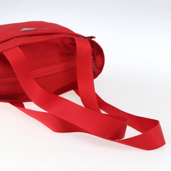 PRADA Tote Bag Nylon Red Silver Auth ti3657