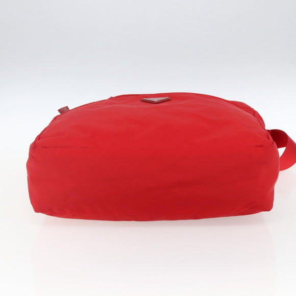 PRADA Tote Bag Nylon Red Silver Auth ti3657