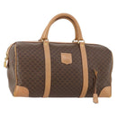 CELINE Macadam Canvas Boston Bag PVC Leather Brown Gold Auth ti3658-1