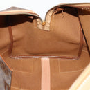 CELINE Macadam Canvas Boston Bag PVC Leather Brown Gold Auth ti3658-20