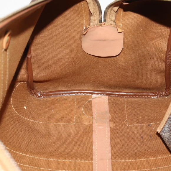 CELINE Macadam Canvas Boston Bag PVC Leather Brown Gold Auth ti3658