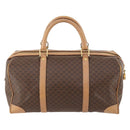 CELINE Macadam Canvas Boston Bag PVC Leather Brown Gold Auth ti3658-2