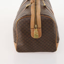 CELINE Macadam Canvas Boston Bag PVC Leather Brown Gold Auth ti3658-4
