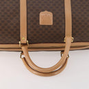 CELINE Macadam Canvas Boston Bag PVC Leather Brown Gold Auth ti3658-7