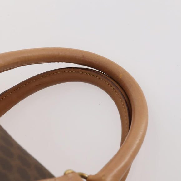 CELINE Macadam Canvas Boston Bag PVC Leather Brown Gold Auth ti3658