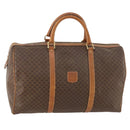 CELINE Macadam Canvas Boston Bag PVC Leather Brown Gold Auth ti3659-1