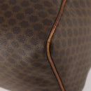 CELINE Macadam Canvas Boston Bag PVC Leather Brown Gold Auth ti3659-16