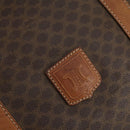 CELINE Macadam Canvas Boston Bag PVC Leather Brown Gold Auth ti3659-18