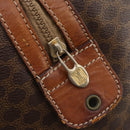 CELINE Macadam Canvas Boston Bag PVC Leather Brown Gold Auth ti3659-9