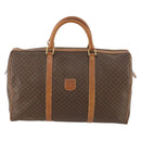 CELINE Macadam Canvas Boston Bag PVC Leather Brown Gold Auth ti3659-13