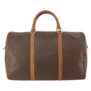 CELINE Macadam Canvas Boston Bag PVC Leather Brown Gold Auth ti3659-2