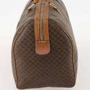 CELINE Macadam Canvas Boston Bag PVC Leather Brown Gold Auth ti3659-3