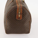 CELINE Macadam Canvas Boston Bag PVC Leather Brown Gold Auth ti3659-4
