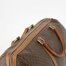CELINE Macadam Canvas Boston Bag PVC Leather Brown Gold Auth ti3659-6