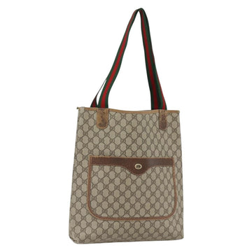 GUCCI GG Supreme Web Sherry Line Tote Bag PVC Beige Red 89 02 003 Auth ti3661