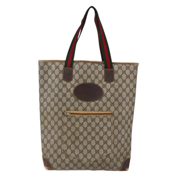 GUCCI GG Supreme Web Sherry Line Tote Bag PVC Beige Red Auth ti3662 - 0