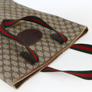 GUCCI GG Supreme Web Sherry Line Tote Bag PVC Beige Red Auth ti3662-6