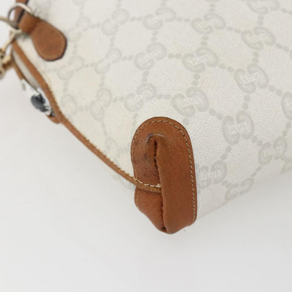 GUCCI GG Plus Supreme Shoulder Bag PVC Gold White Auth ti3663